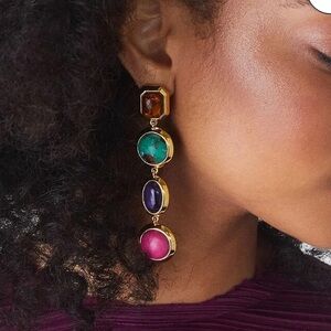 NWT Lele Sadoughi Bezel Jewel Linear Earring